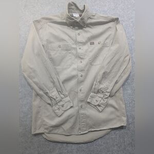 Wrangler Riggs Workwear Button Up Shirt Tan Large